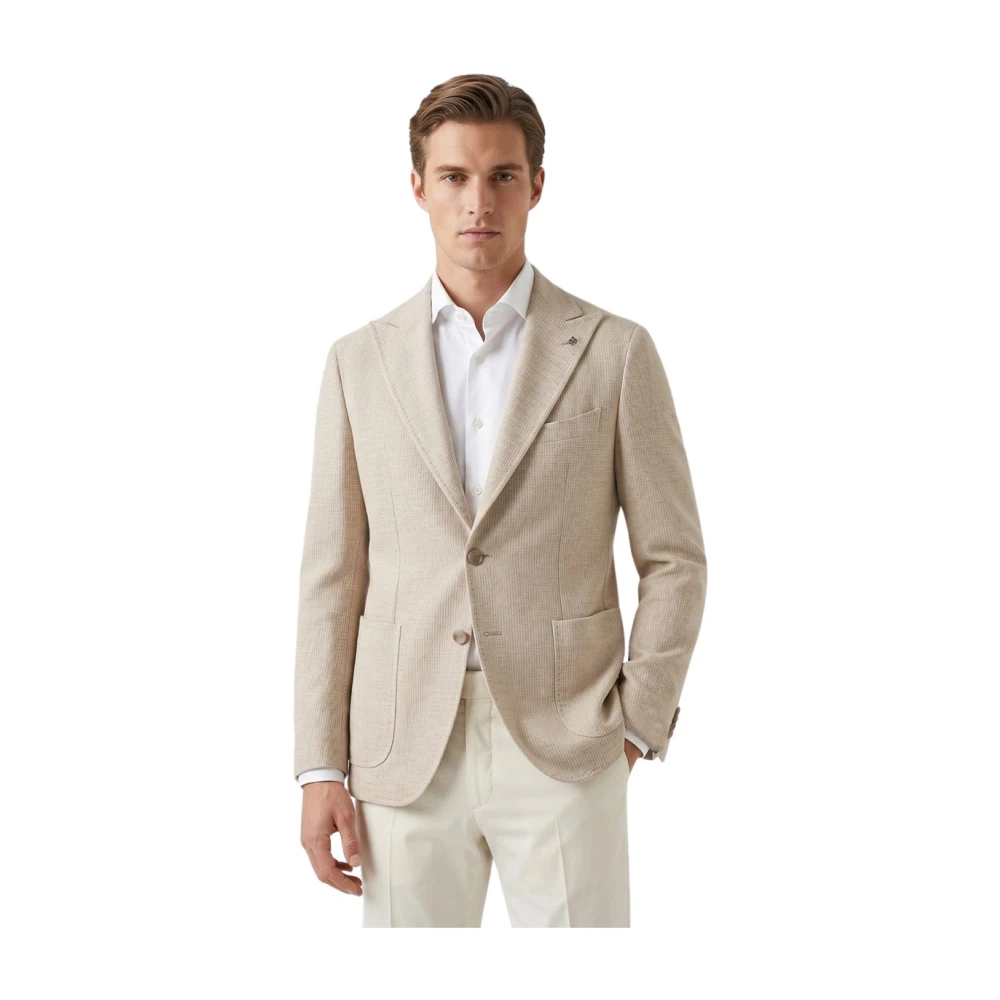 Tagliatore Beige Blazers, Male, Xl, Giacca In Jersey Con Rever A Lancia