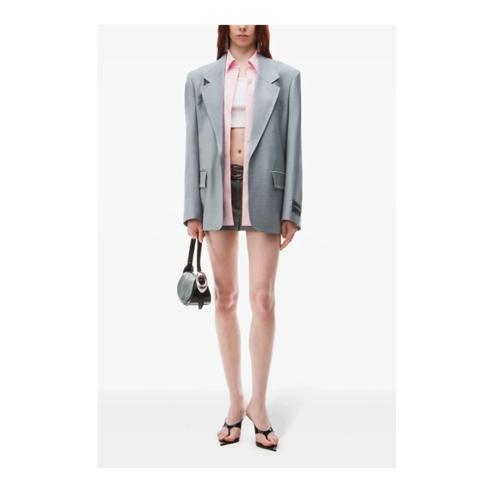 alexander wang Grijze Wol Logo Patch Jas Gray Dames