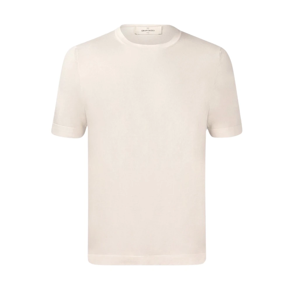 Gran Sasso Mannelijk Beige Tops Heren, 2XL, Katoen, T-Shirt In Vintage Breisel