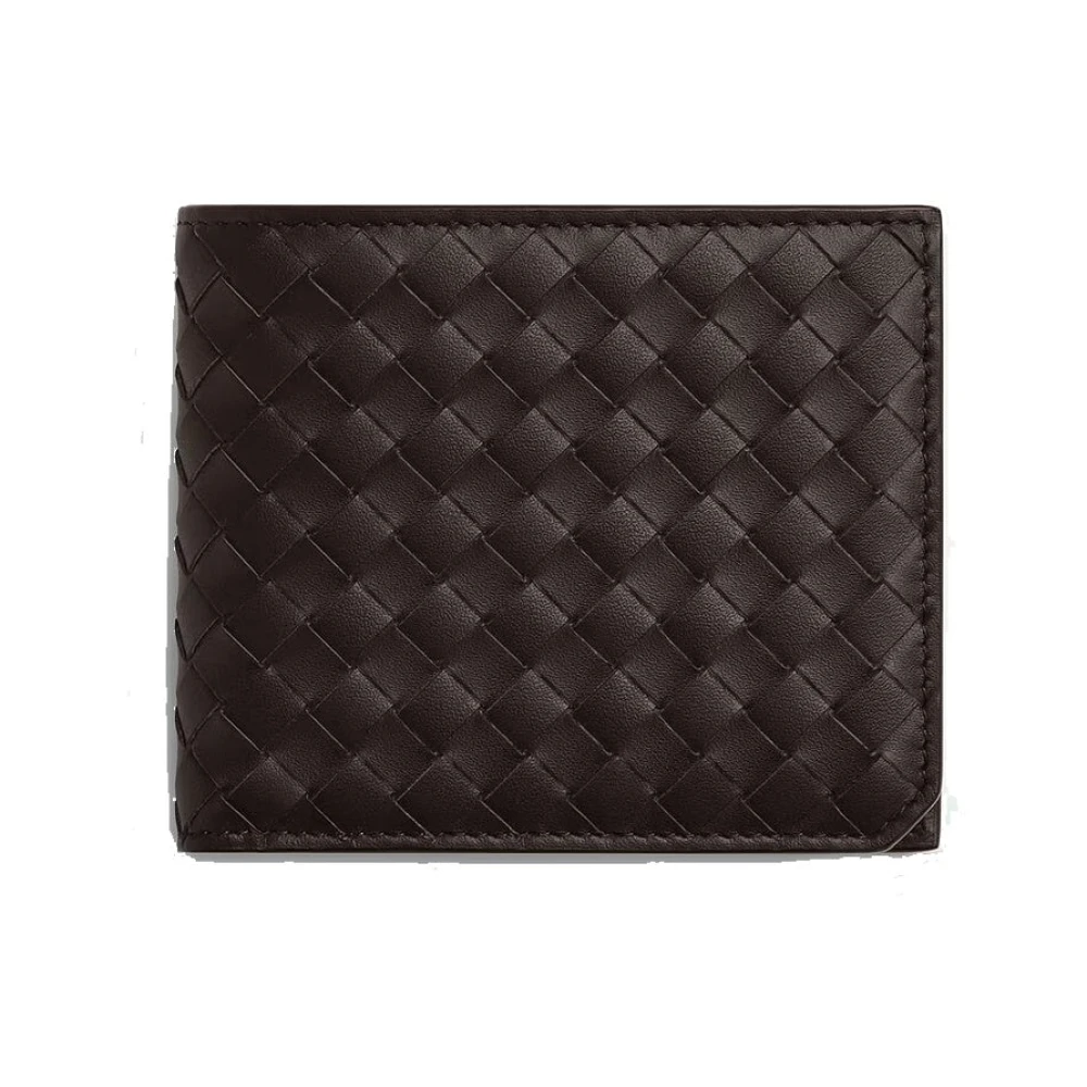 Bottega Veneta Intrecciato Bi-Fold Portemonnee voor Mannen Brown Heren