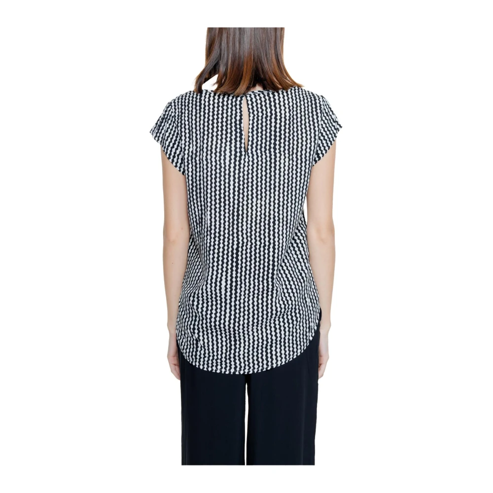 Only Geometrische Tanktop met Golvende Strepen Black Dames