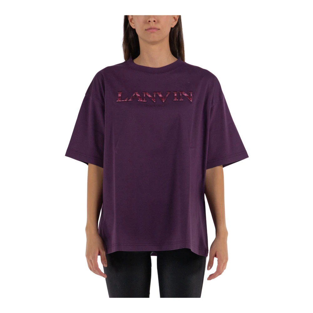Lanvin Geborduurd Oversized T-Shirt Purple Dames