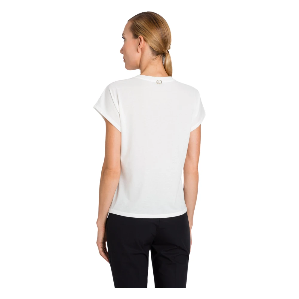 Twinset Wit Logo Print Katoenen T-shirt White Dames