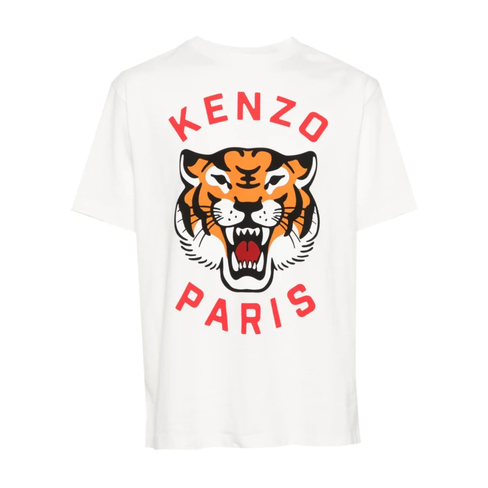 Kenzo Witte Tiger Print T-shirts en Polos White