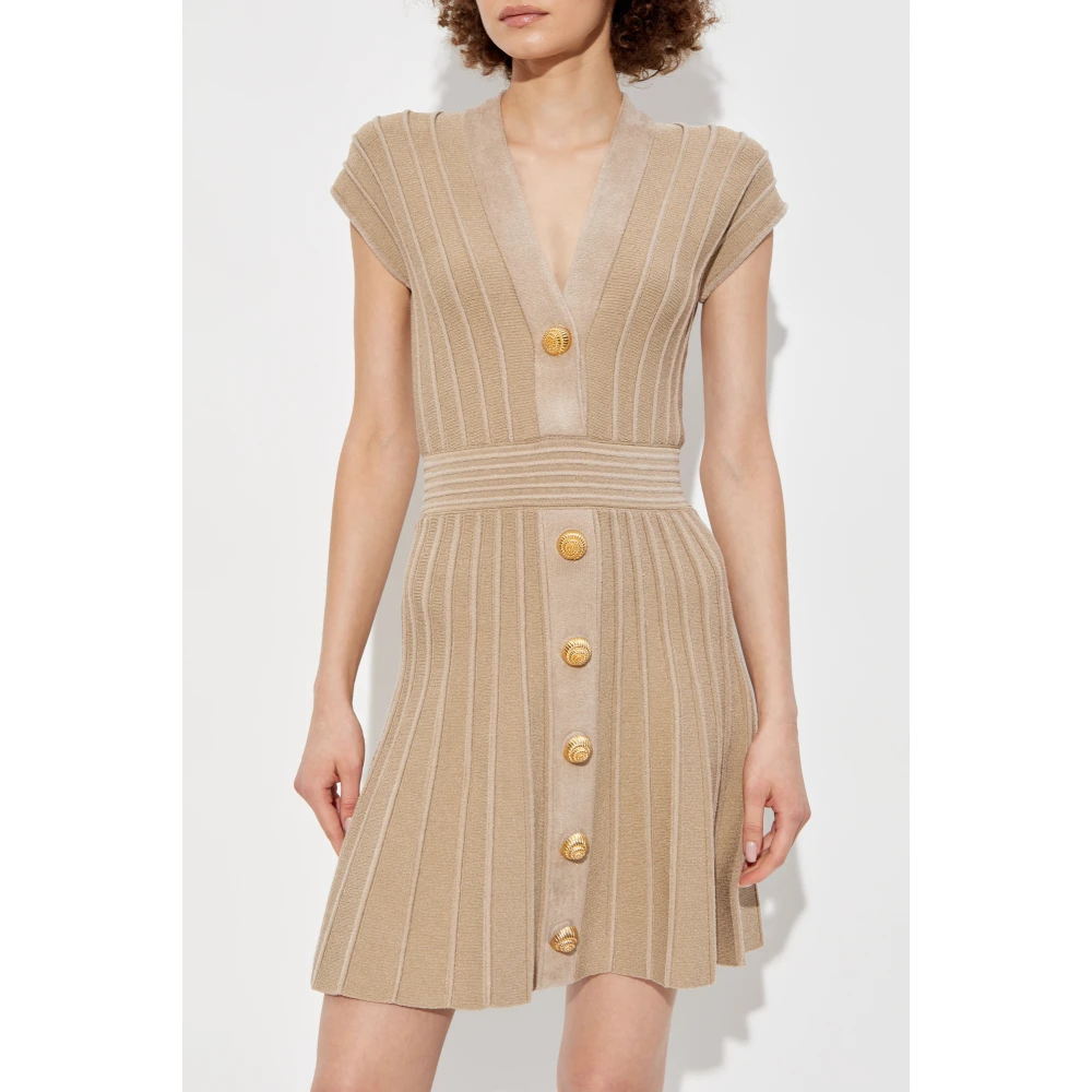 Balmain Mouwloze Jurk Beige Dames