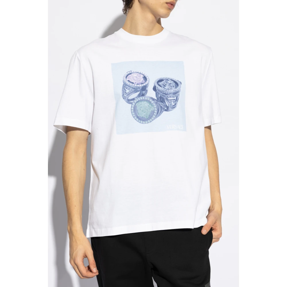 Versace T-shirt met kleurrijke print White Heren