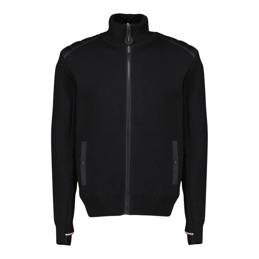 Moncler Men's Black Cardigans, S, Padded Wool Zip-Up Cardigan