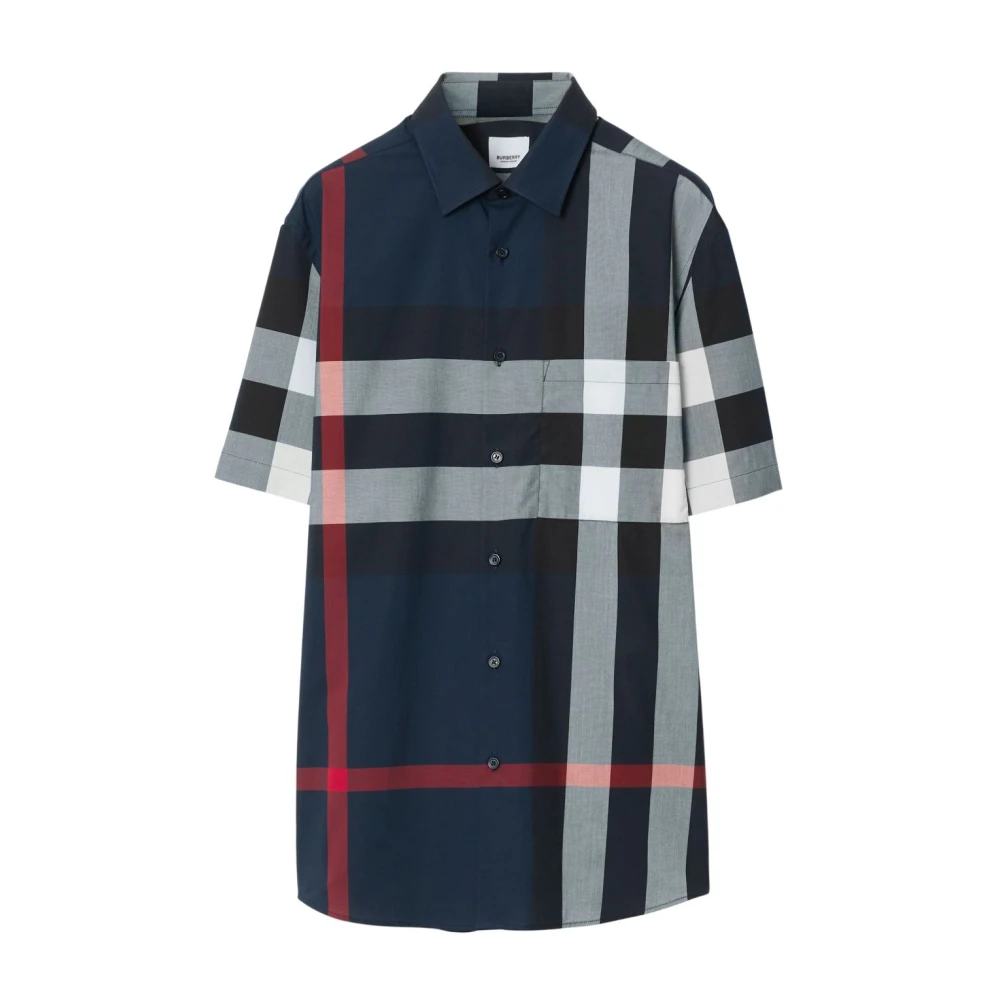 Burberry Men's Blue Short Sleeve Shirts, M, Shirts