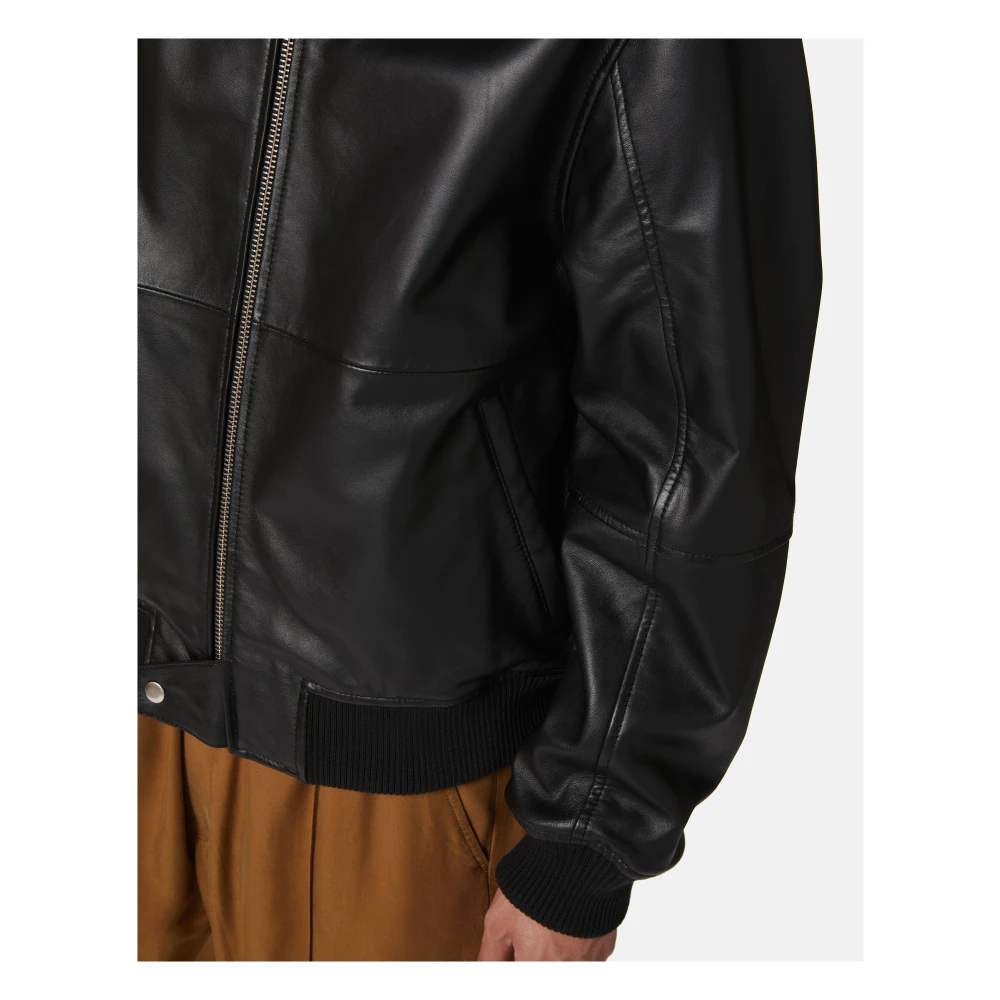 Iceberg Zwarte nappa jas met schaduwbehandeling en logo Black Heren