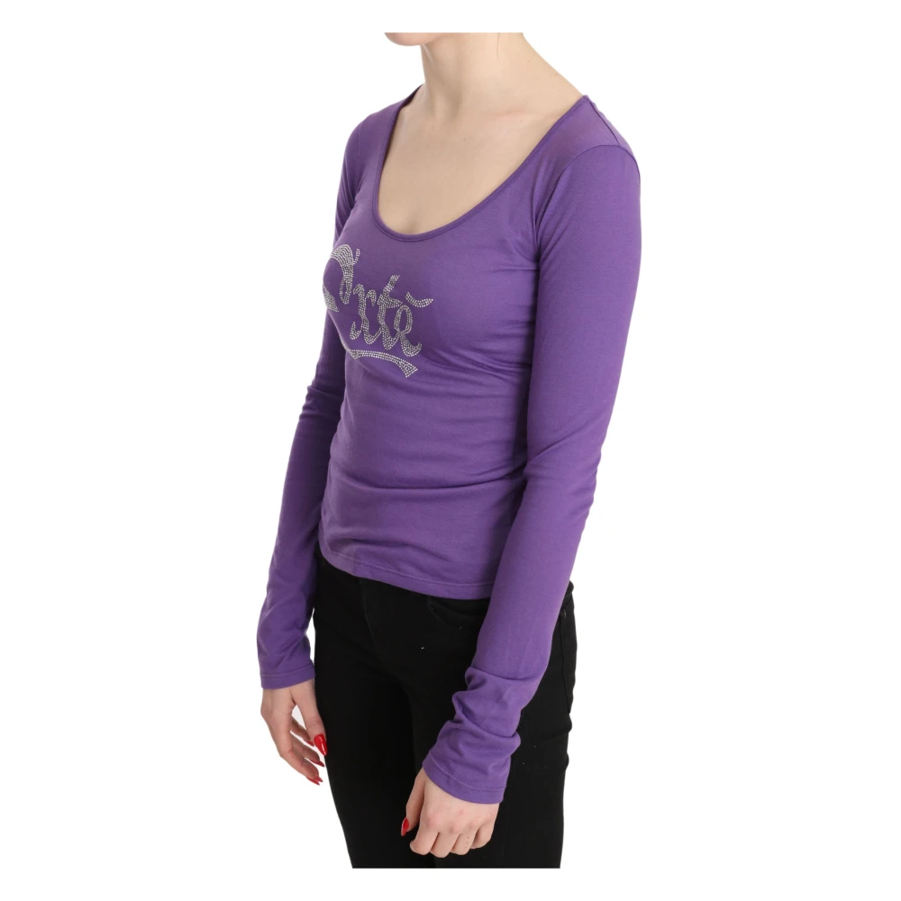 Exte Elegante paarse kristalversierde top Purple Dames