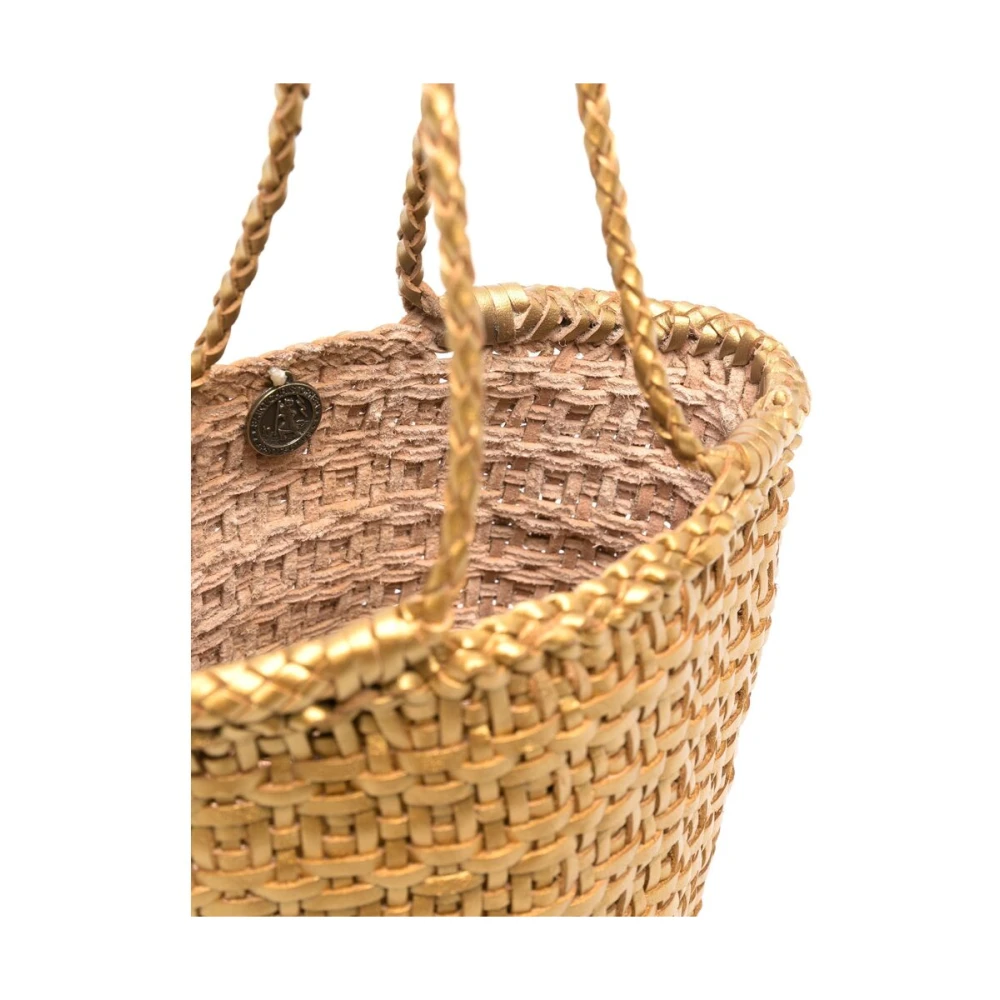 Dragon Diffusion Metallic Mand Weefsel Gevlochten Handvat Tas Yellow Dames