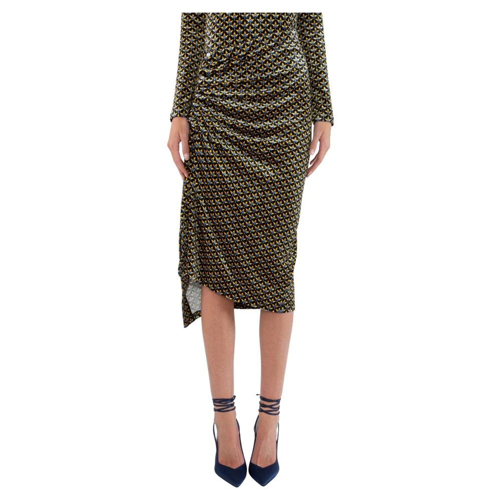 Rabanne Vrouw Multicolor Floral Pleated Midi Skirt