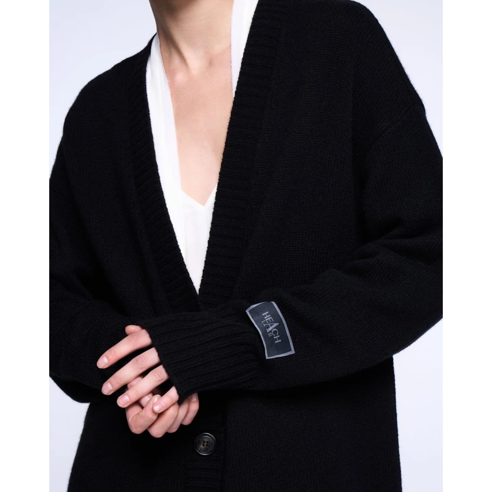 Silvian Heach Oversized Cardigan in Gebreid Black Dames