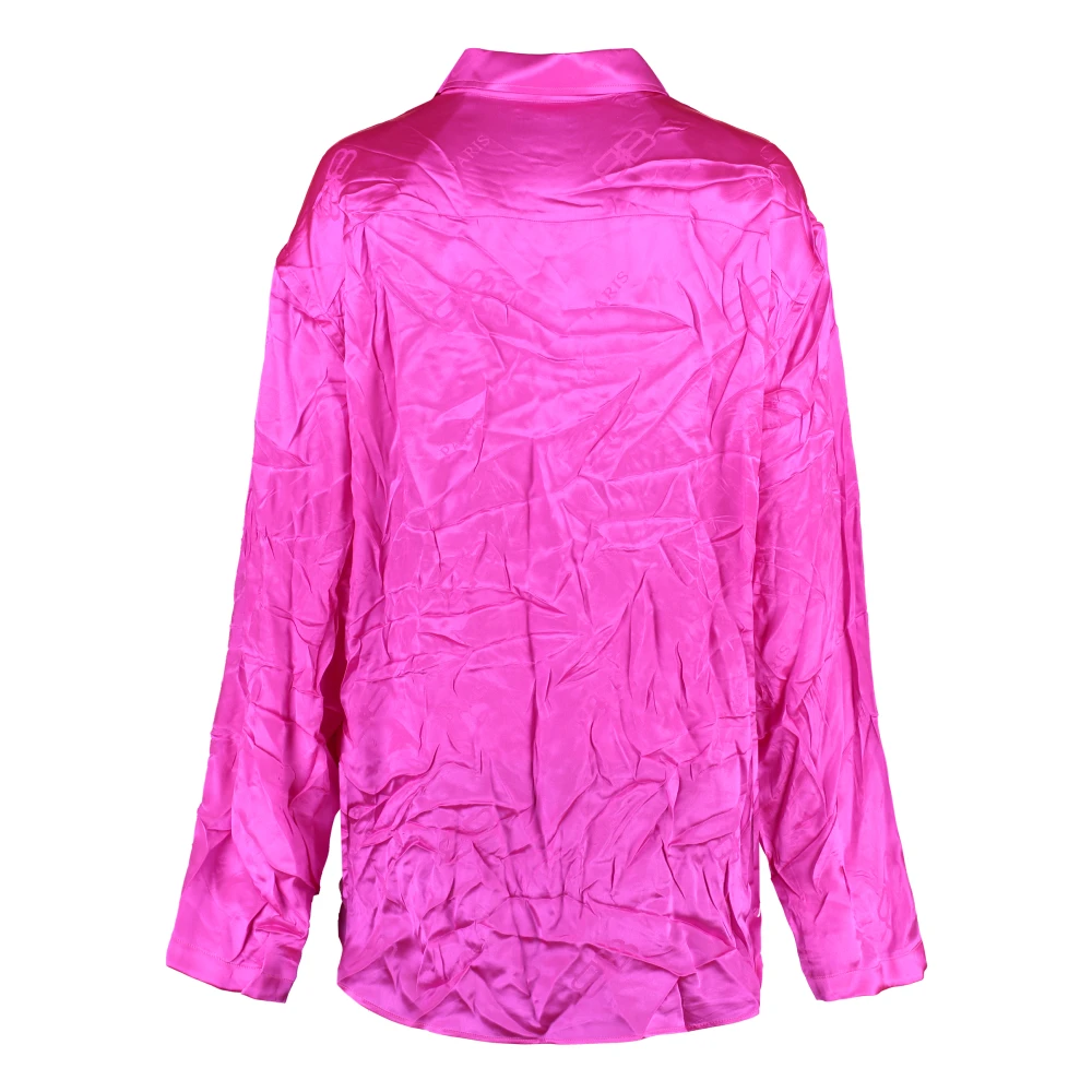 Balenciaga Zijden overhemd met gekreukt effect Pink Dames