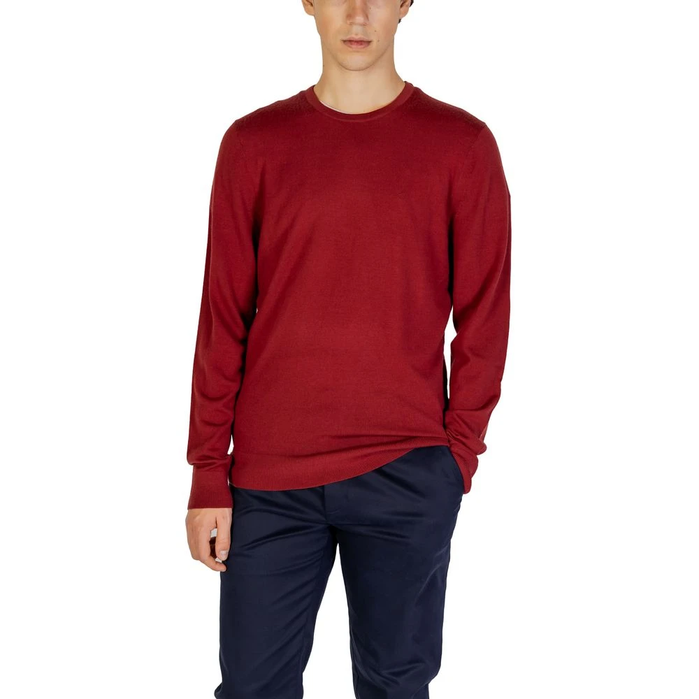 Calvin Klein Men's Red Round-Neck Knitwear, Xs, Merino Rws Crew Neck