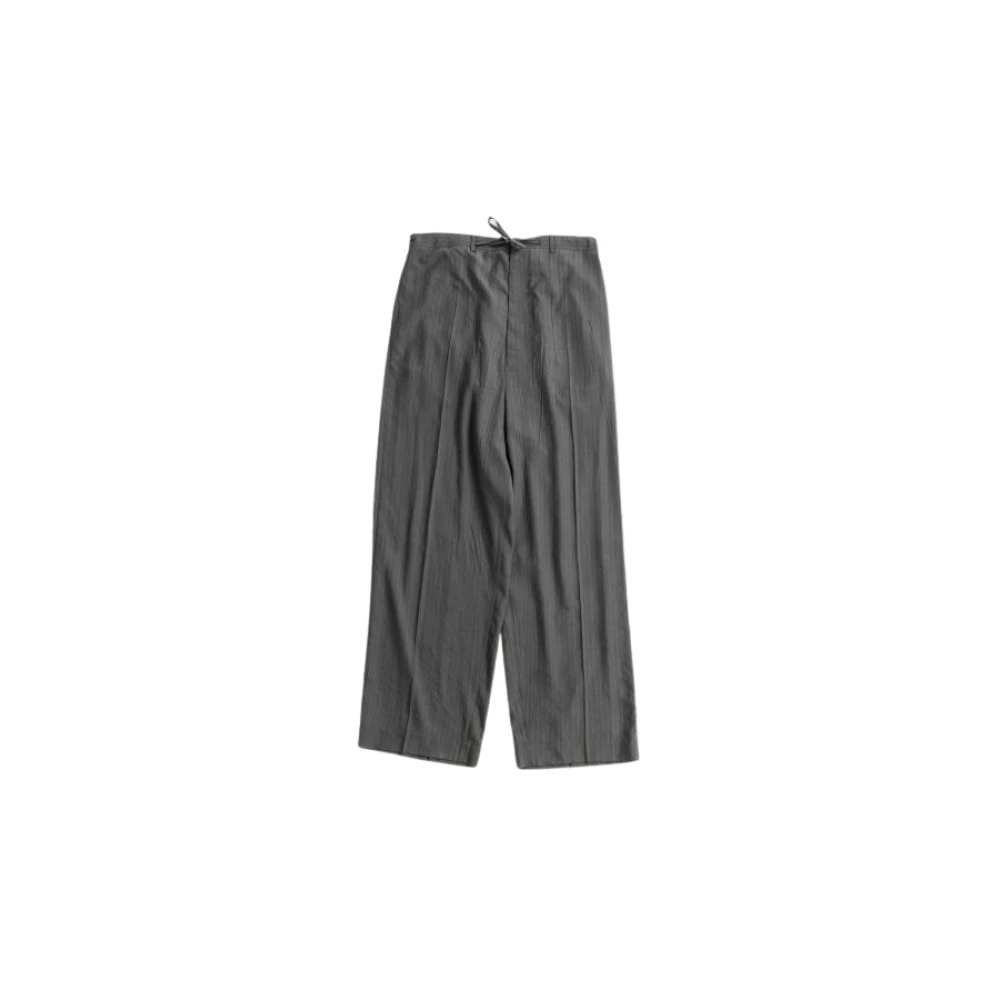 Balenciaga Gestreepte Straight-Leg Fluide Broek Gray Dames