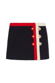 Elegant Marinblå Stickad Ullkjol