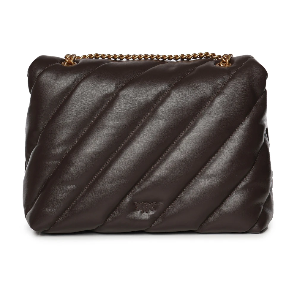 pinko Bruine Leren Schoudertas Love Birds Brown Dames