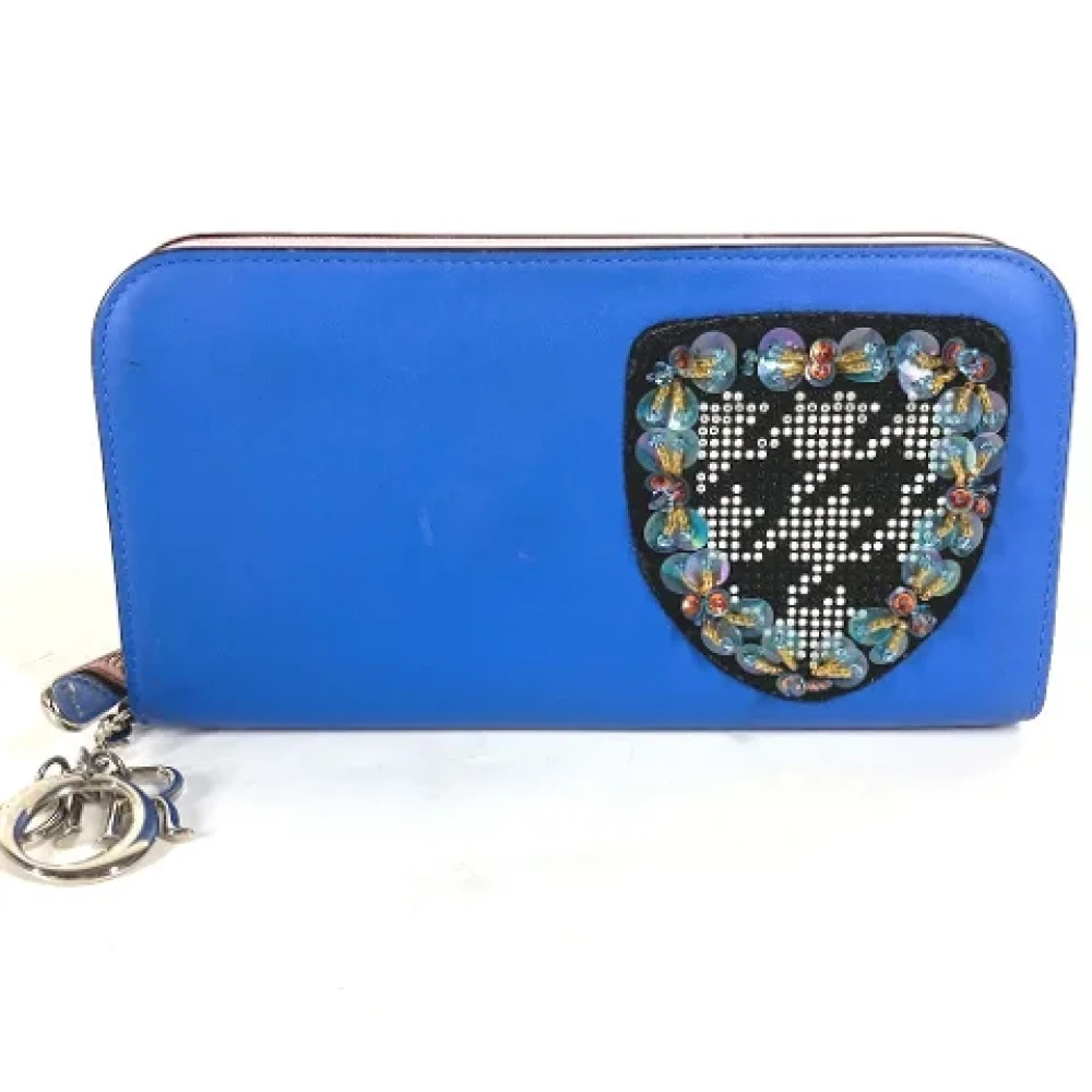 Dior Vintage Pre-owned Leather wallets Blue Dames
