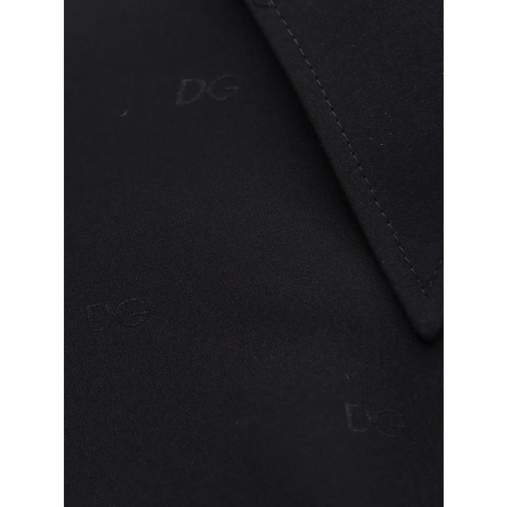 Dolce & Gabbana Zijden overhemd met monogram Black Heren