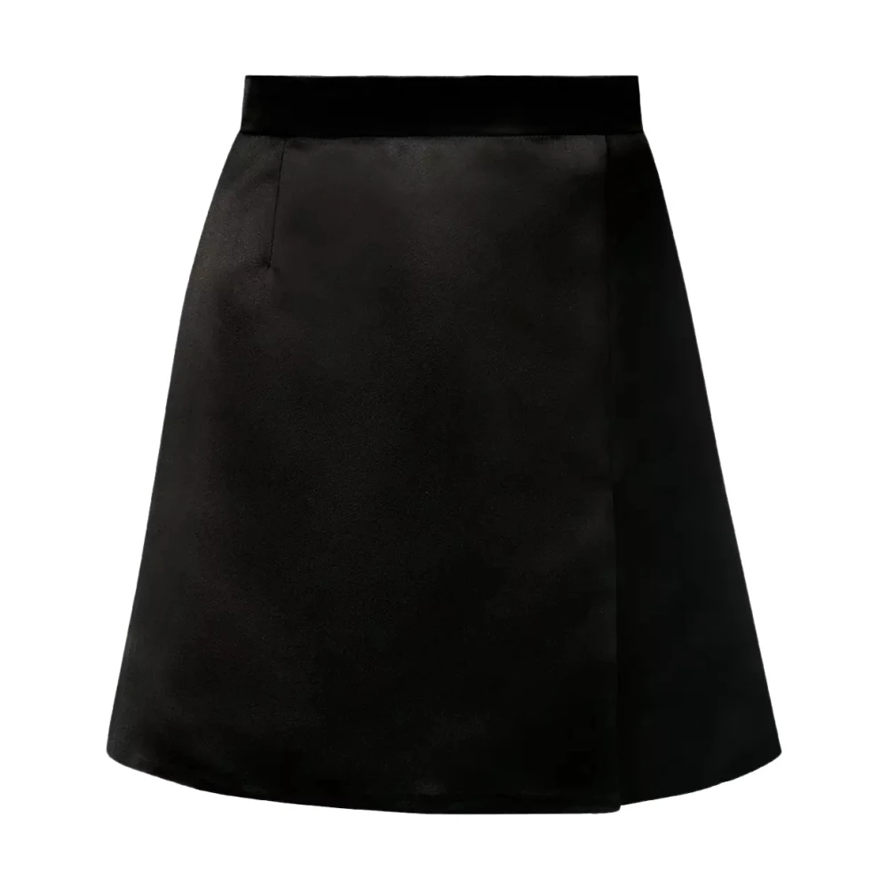 Nina Ricci Zwarte Satijnen Mini Rok Black Dames