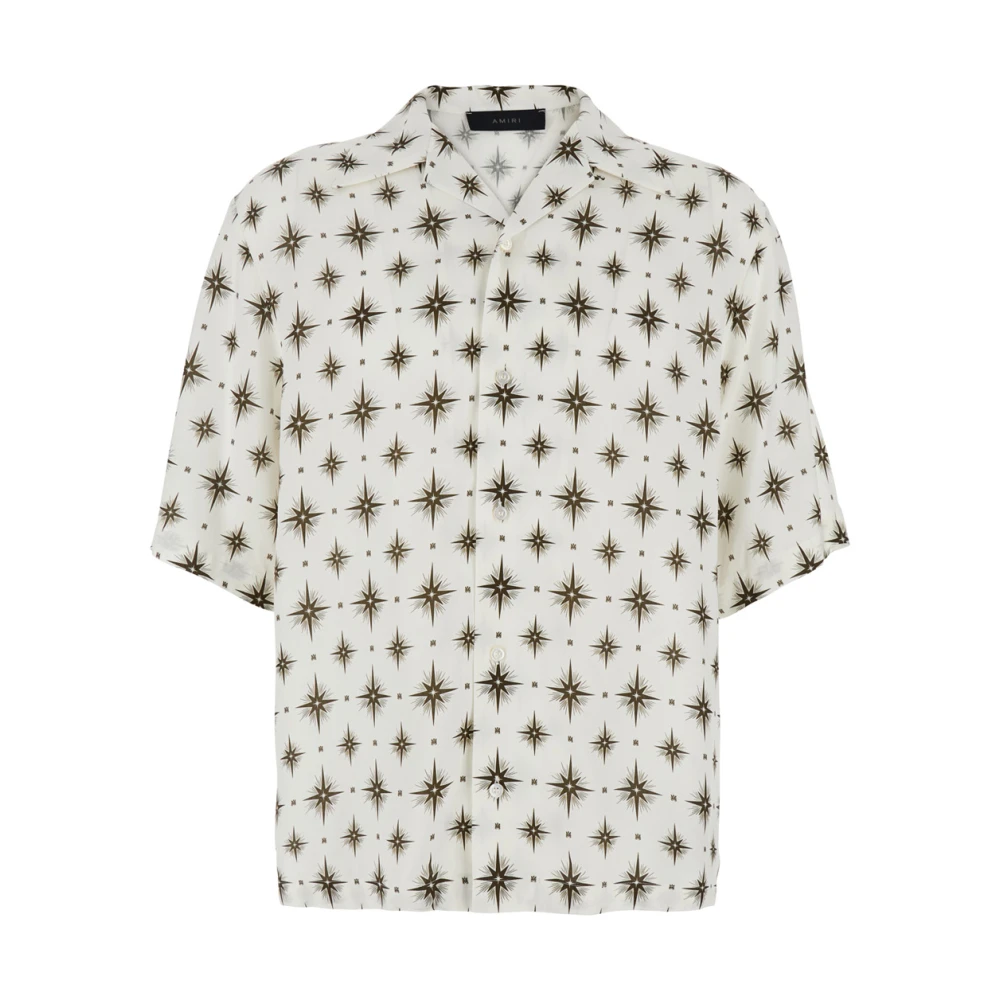 Amiri Stardust White Bowling Shirt met Cubaanse Kraag White Heren