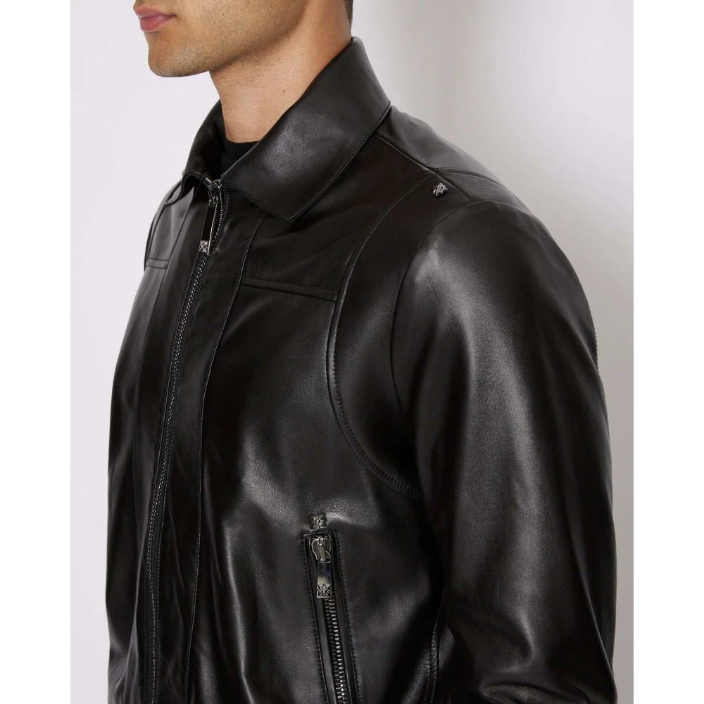 John Richmond Leather Jackets Black Heren