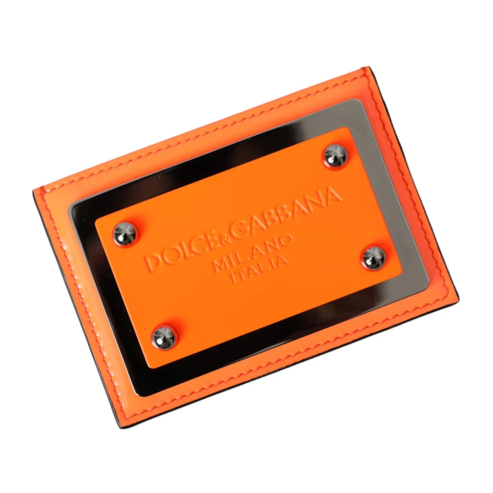 Dolce & Gabbana Logo Plaque Kaarthouder Portemonnee Orange Heren