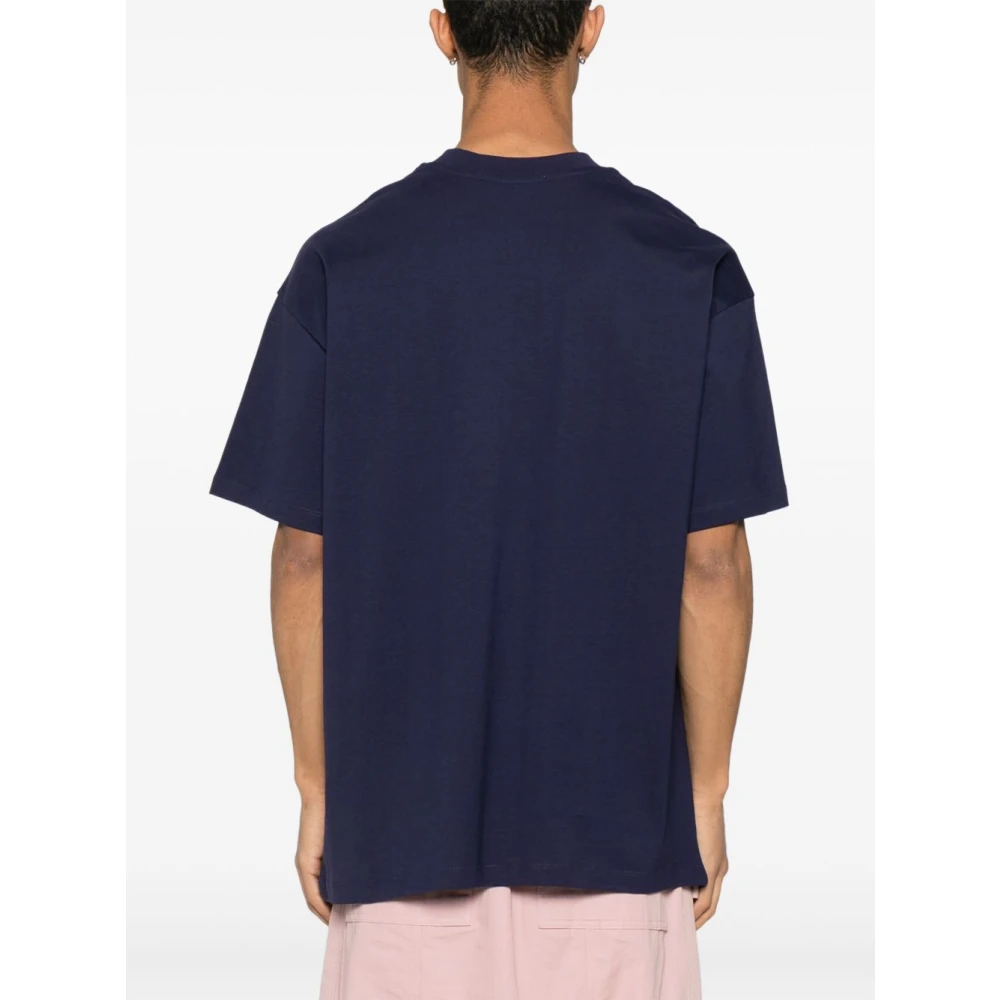 Msgm Blauw T-shirt met Bedrukt Logo Blue Heren