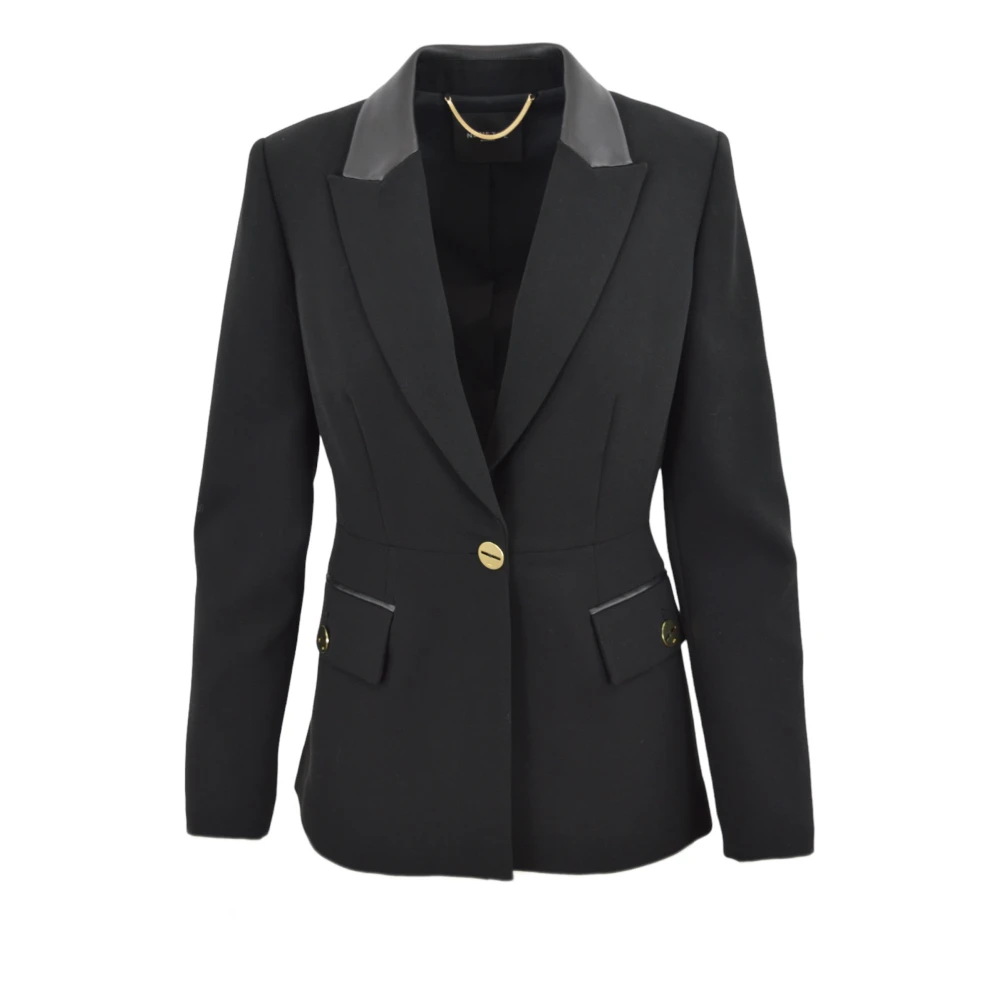 Nenette Dubbele Crepe Enkellange Jas Black Dames