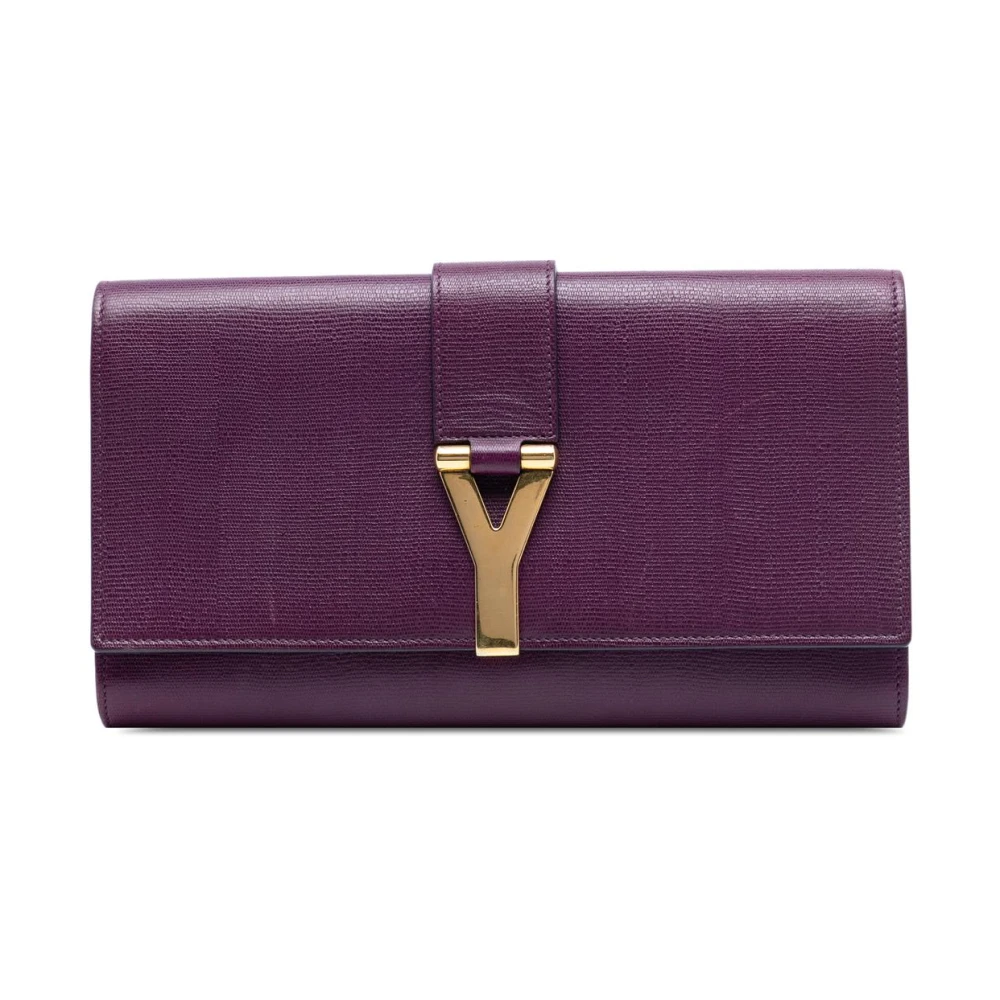 Saint Laurent Vintage Women's Purple Pre-Owned Envelope Wallet