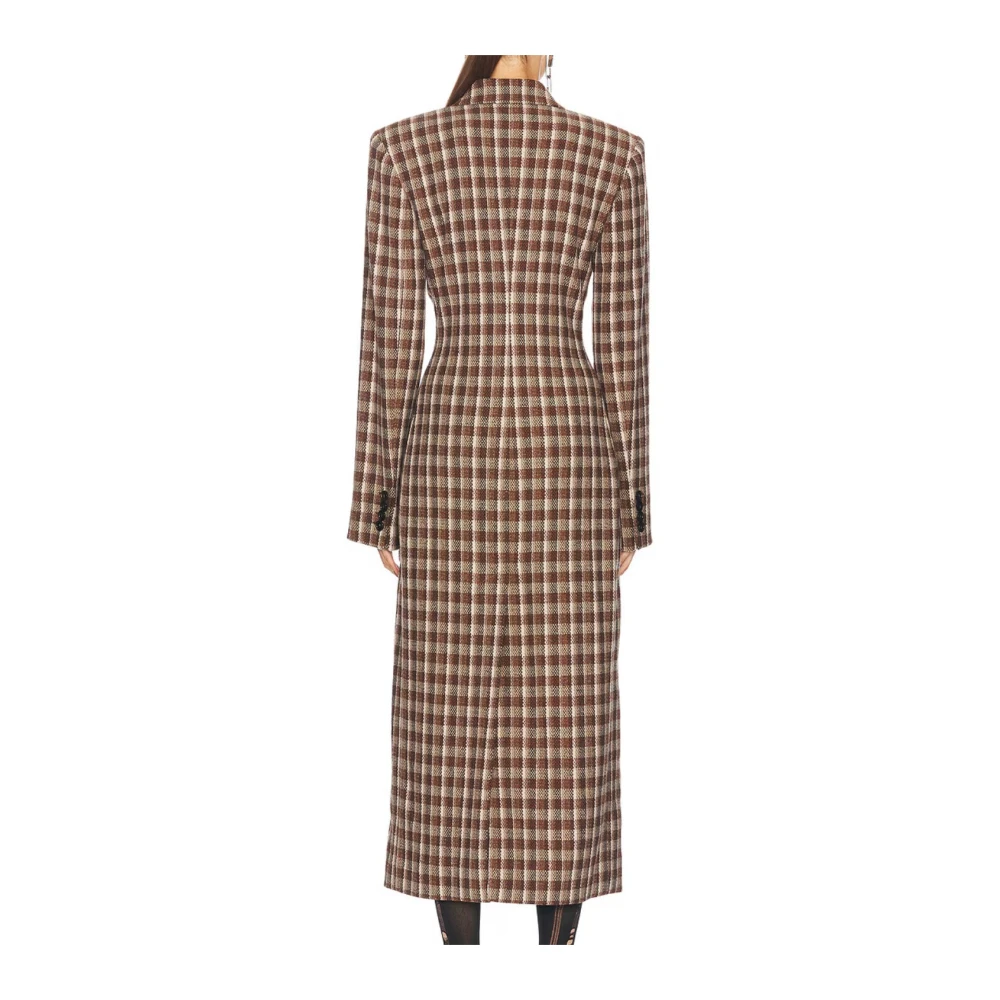 Acne Studios Beige Bruin Bouclé Check Jas Brown Dames