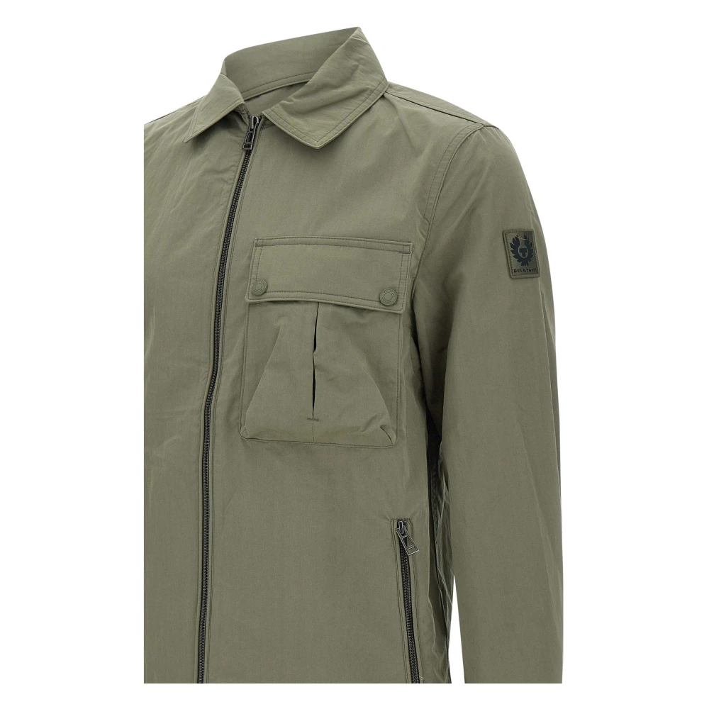 Belstaff Groene Overshirt Katoenmix Gabardine Stof Green Heren