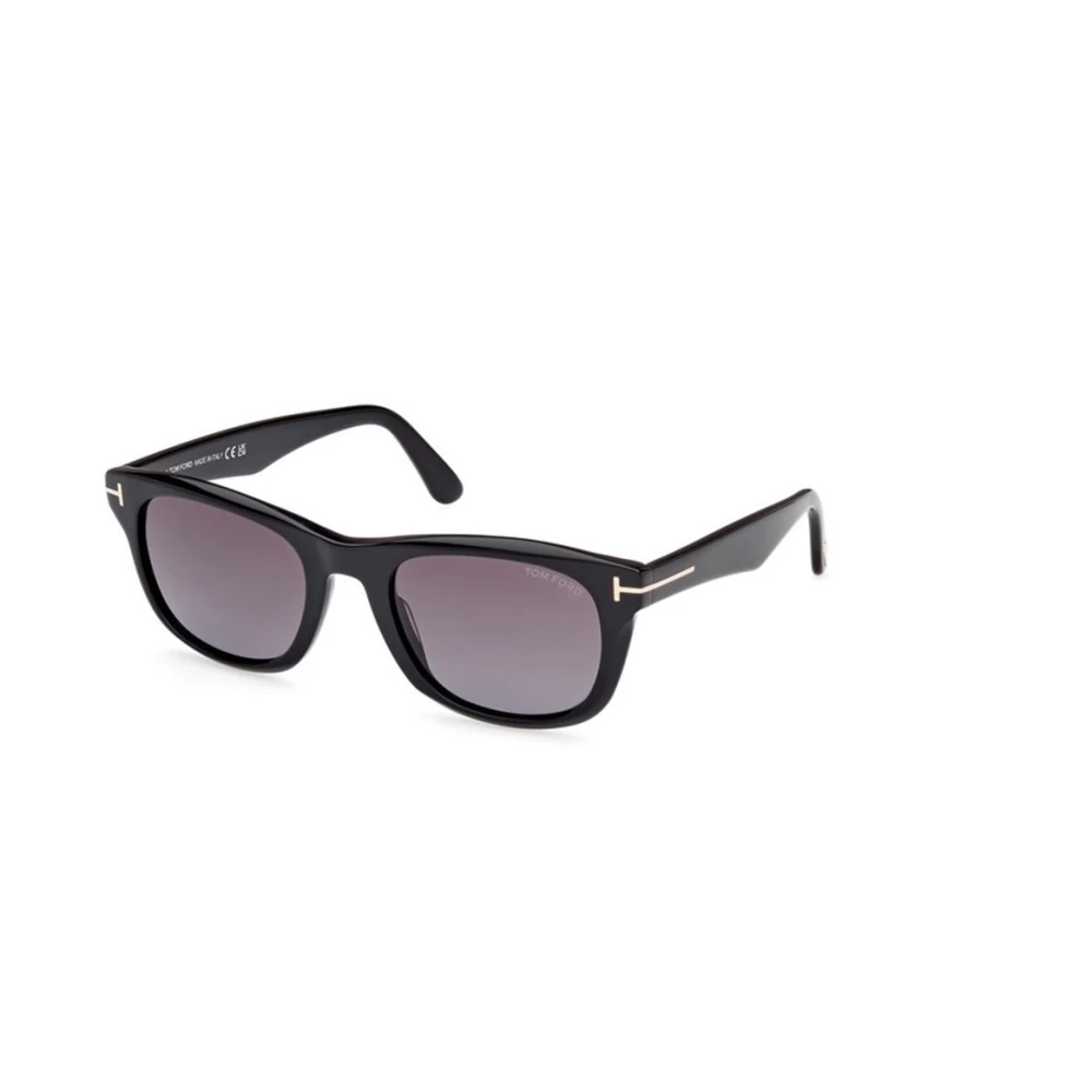 Tom Ford Glanzend zwarte zonnebril met gradient rookglazen Black Unisex