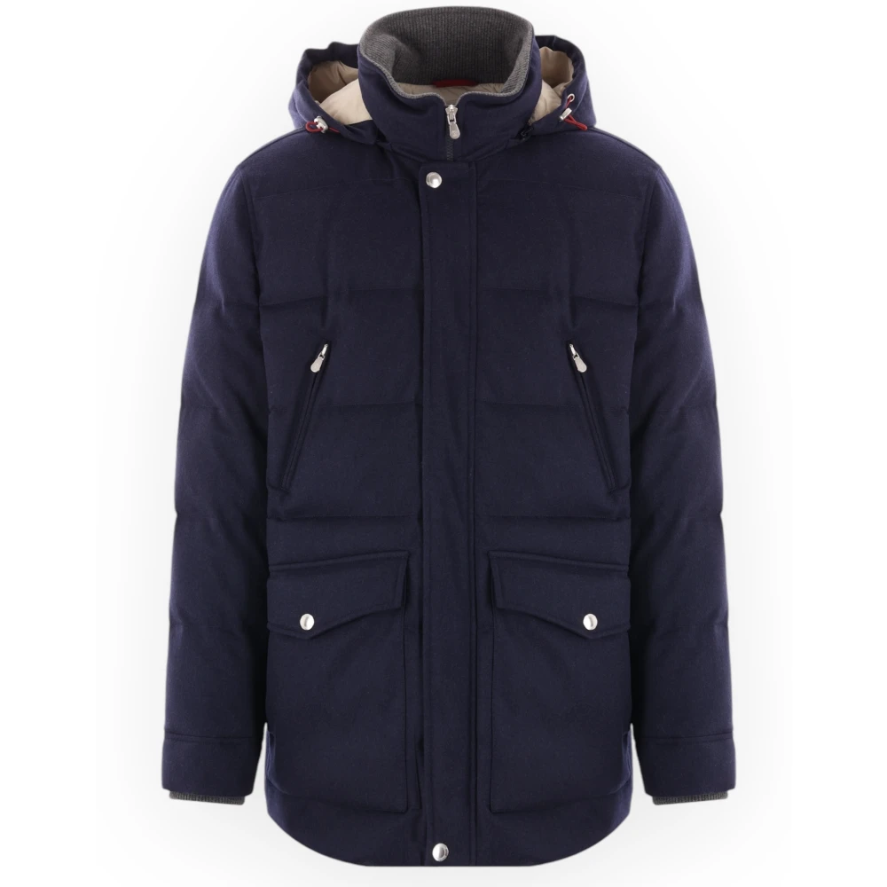 BRUNELLO CUCINELLI Cashmere Membrabato Parka met Beaver Blue Heren