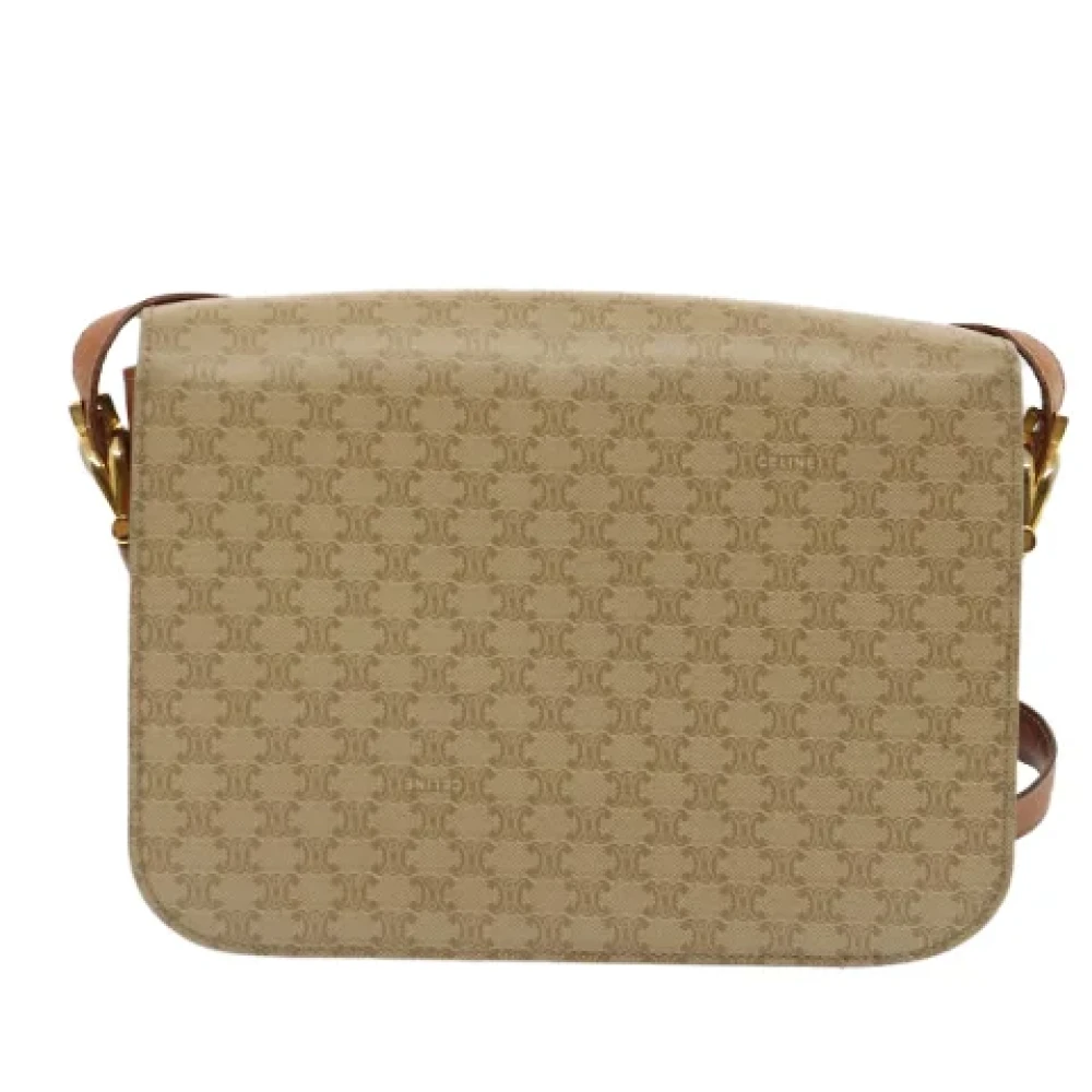 Celine Vintage Pre-owned Canvas shoulder-bags Beige Dames
