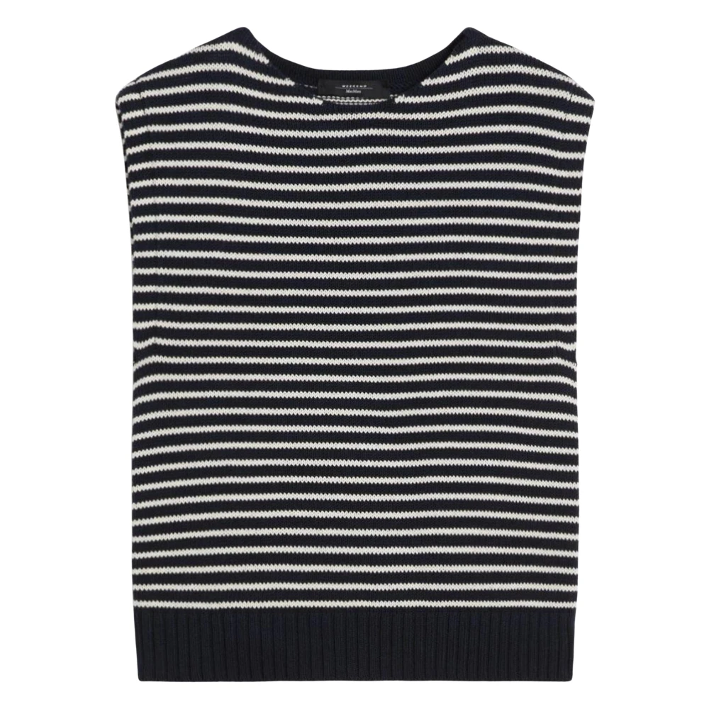 Max Mara Women's Blue Gilet In Maglia - Round-Neck Knitwear - L - Knitwear