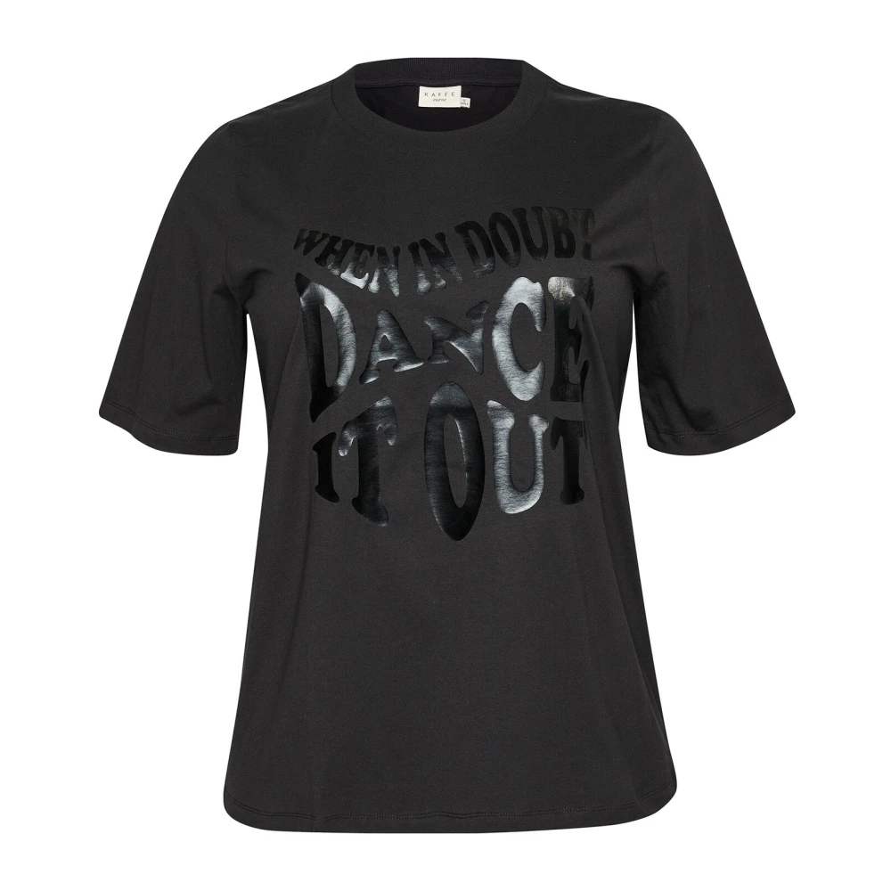 Kaffe Curve Zwart Diep T-Shirt Top Black Dames