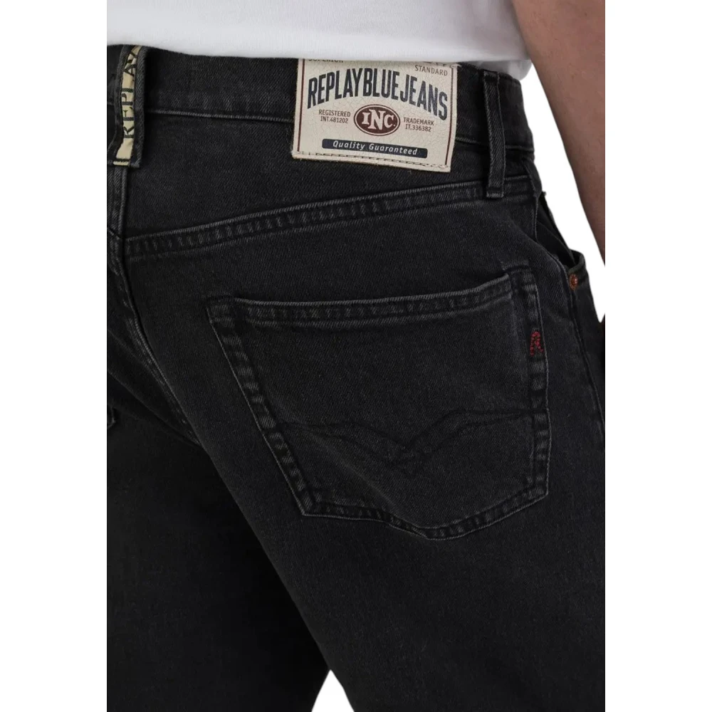 Replay Zwarte Denim Jeans Delav Stijl Gray Heren