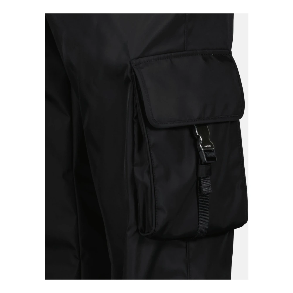 Prada Cargo Re-Nylon Broek Zwart Black Heren