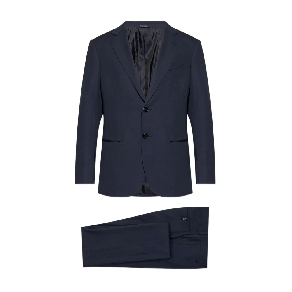 Giorgio Armani Blue Virgin Wool Single-Breasted Suit - Male - Single Breasted Suits - 3XL - Suits
