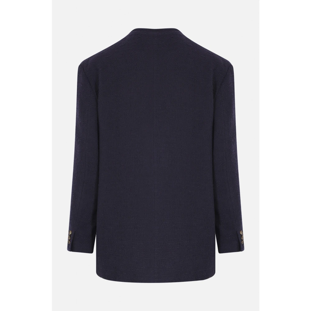 Magliano Blauwe Katoenen Bouclé Enkellange Jas Blue Heren