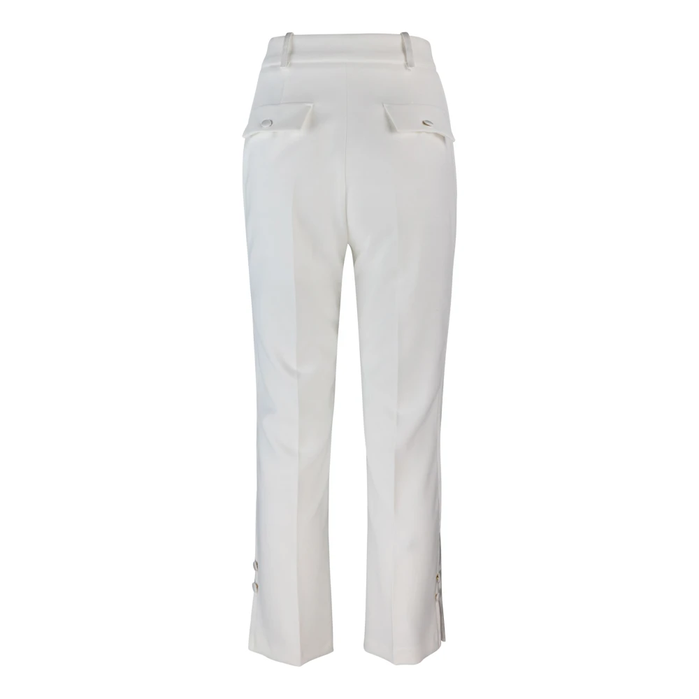 Elisabetta Franchi Witte Slim Fit Broek met Satijnen Inzetstukken White Dames