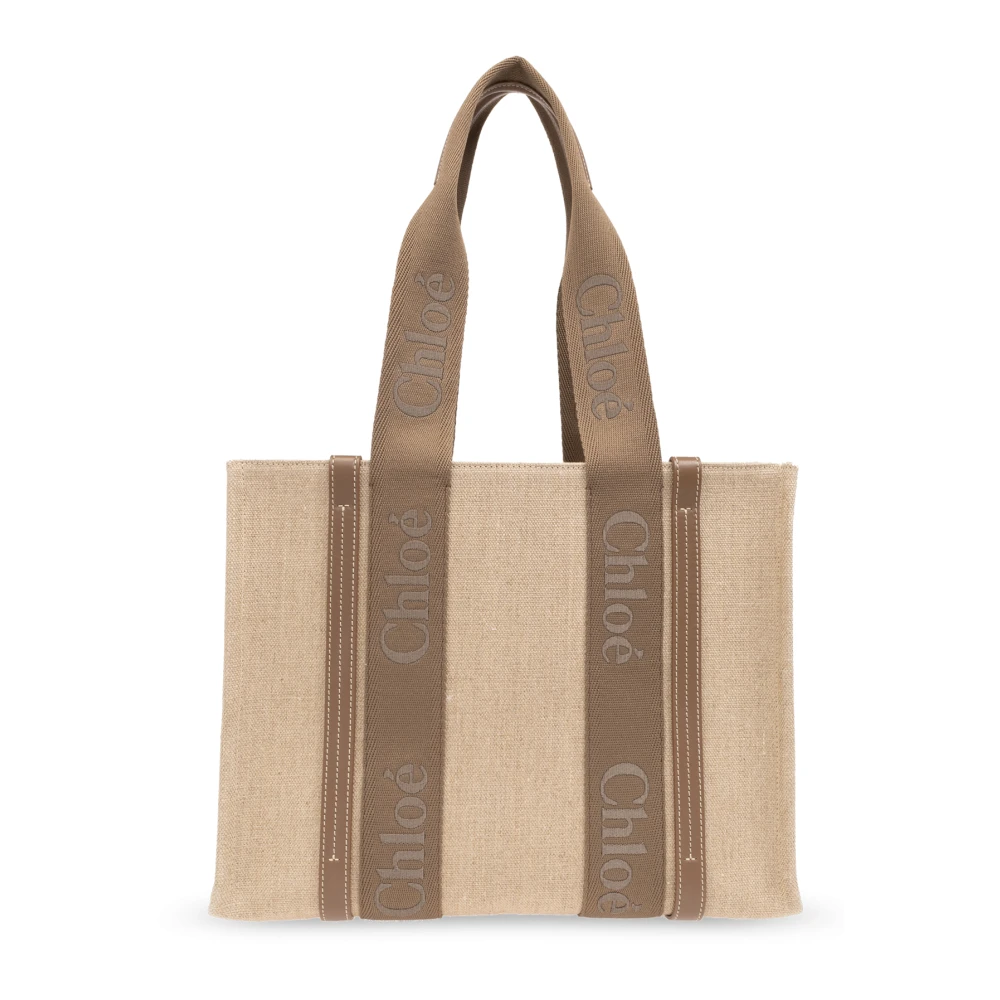 Chloé Woody Medium Shopper Bag Beige Dames