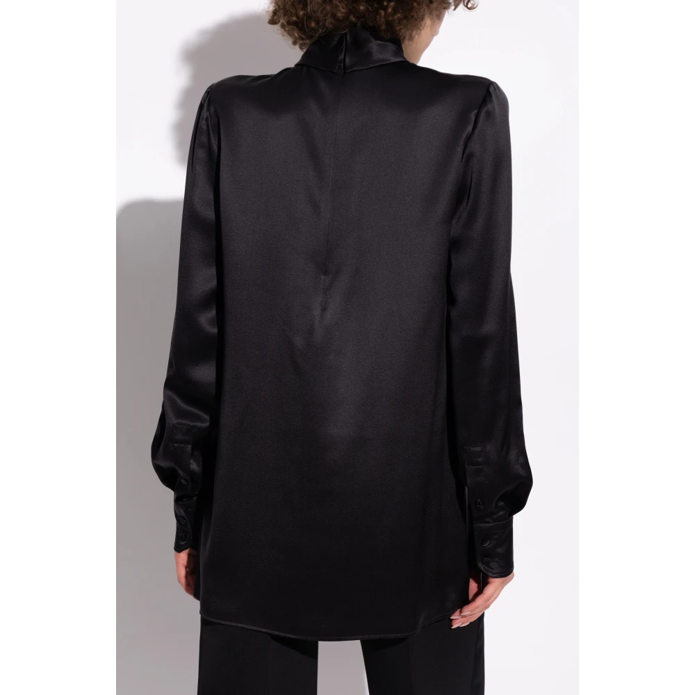 Dolce & Gabbana Zijden top met opstaande kraag Black Dames