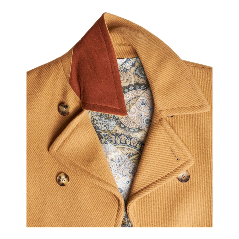 ETRO Paisley Peacoat Kameel Brown Heren