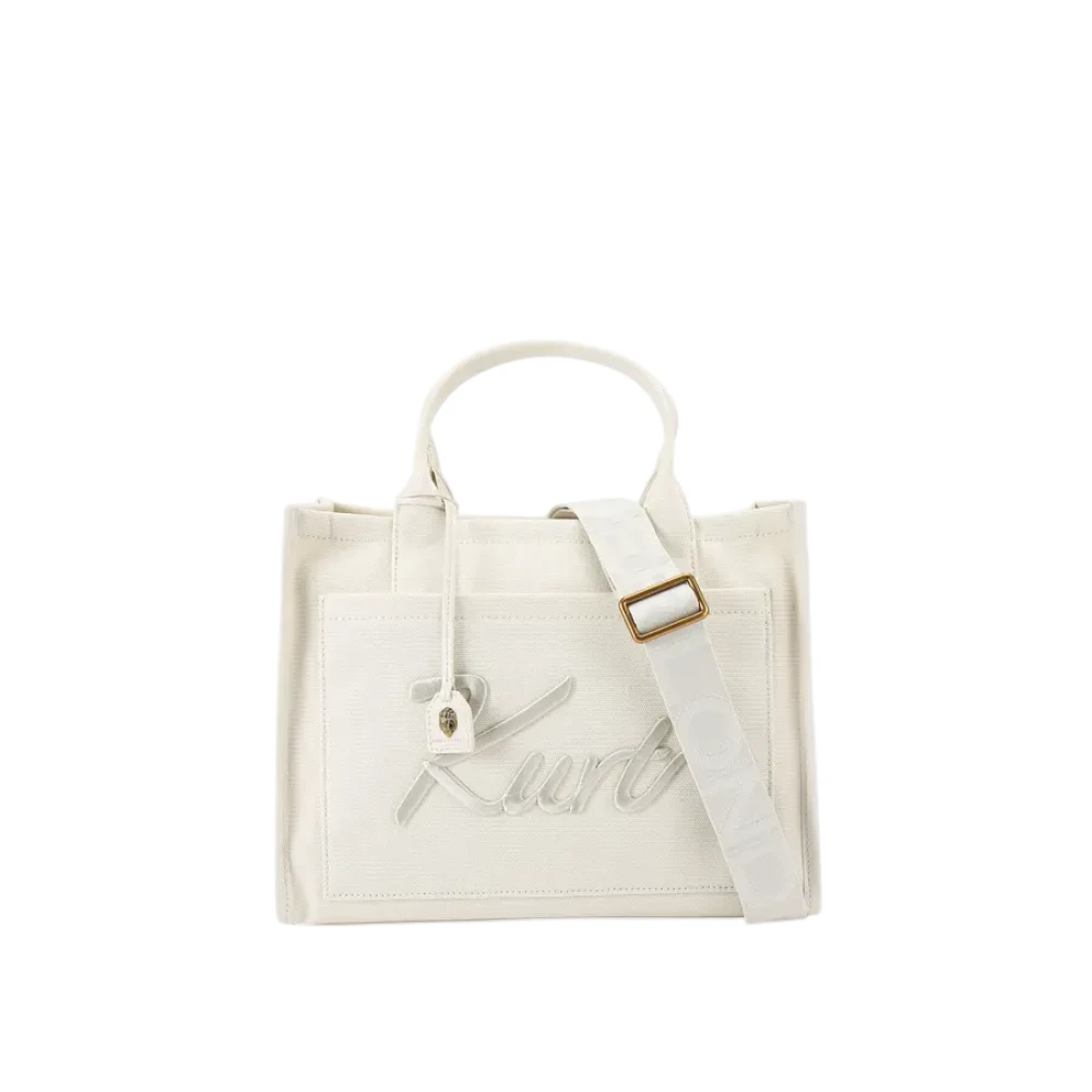 Kurt Geiger Women's White Shopping Bags, One Size, Kurt Embroidered Tote