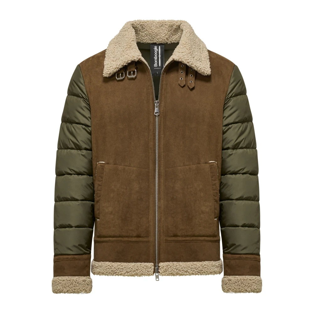 BomBoogie Eco-Fur Suède Leren Jas Brown Heren