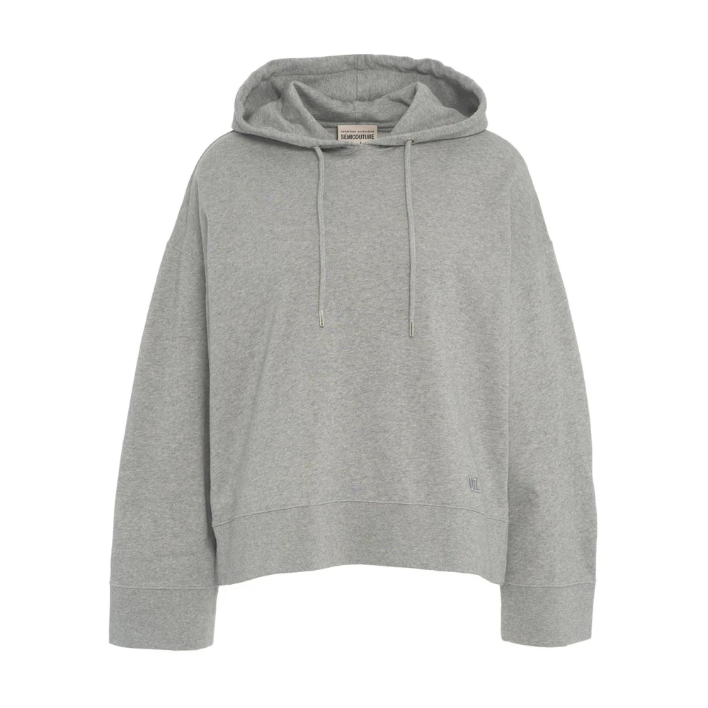 Semicouture Grijze hoodie met zijsplitten Gray Dames