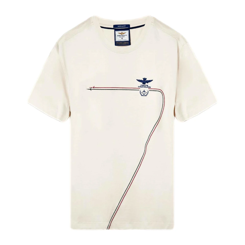 Aeronautica militare Italiaanse trots katoenen T-shirt met tricolor trails White Heren